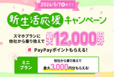 LINEMOにMNP契約で最大1万2000円分PayPay進呈キャンペーン実施中！